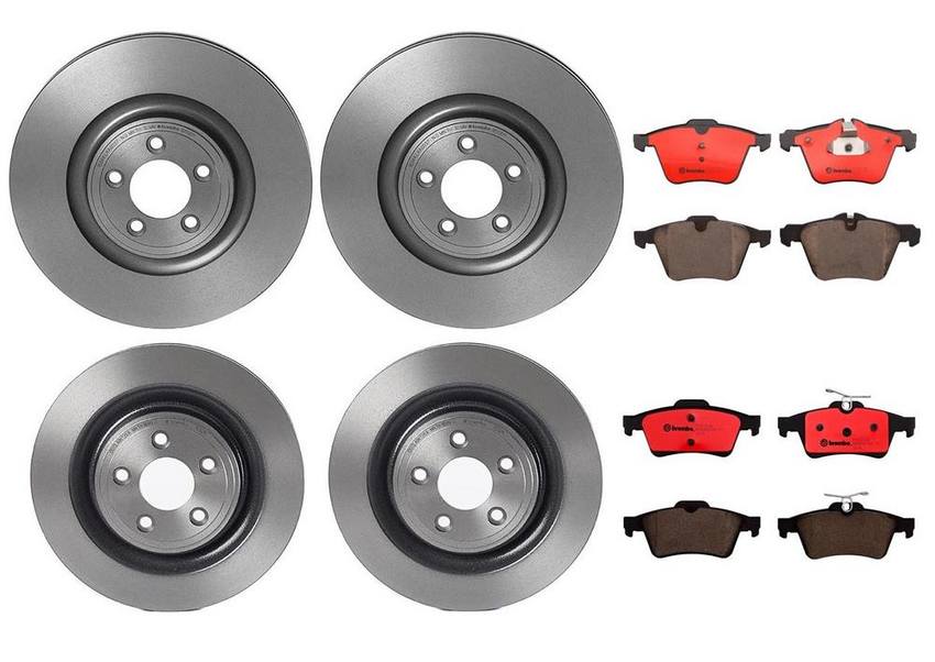 Jaguar Volvo Brakes Kit - Pads & Rotors Front and Rear (355mm/326mm) (Ceramic) 31341331 - Brembo 1595386KIT